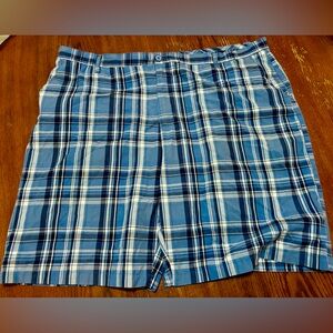 Burnside Men's Plaid Flat Front Chino Shorts Size 50 Blue